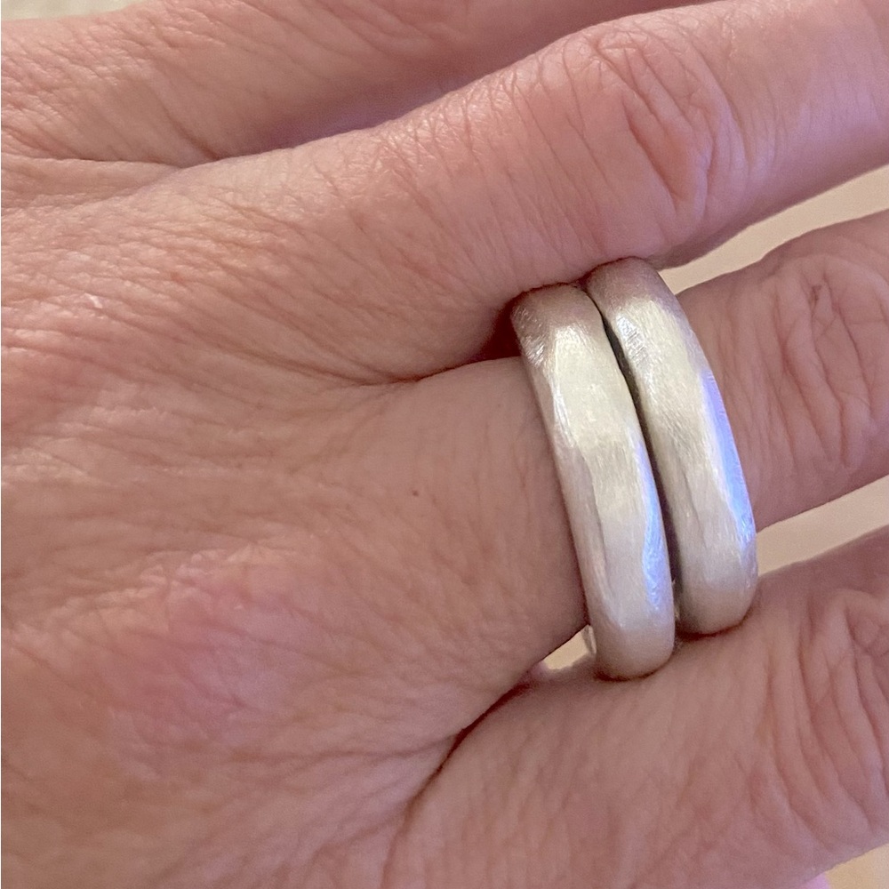 2 weighty sterling silver rings  - new signature unisex GRIT modern rustic… - Picture 2 of 2